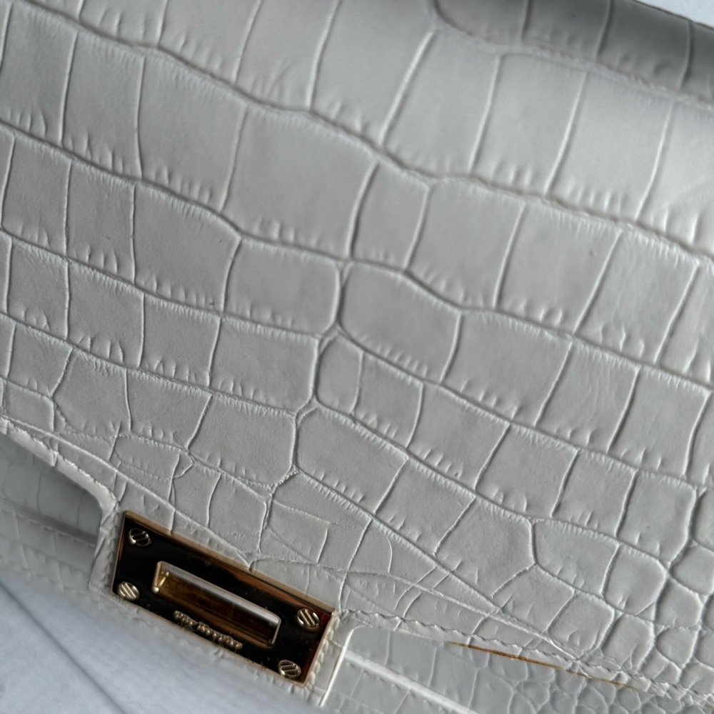 The Kooples Emily Crocodile-Effect Bag in White - Picture 6 of 7